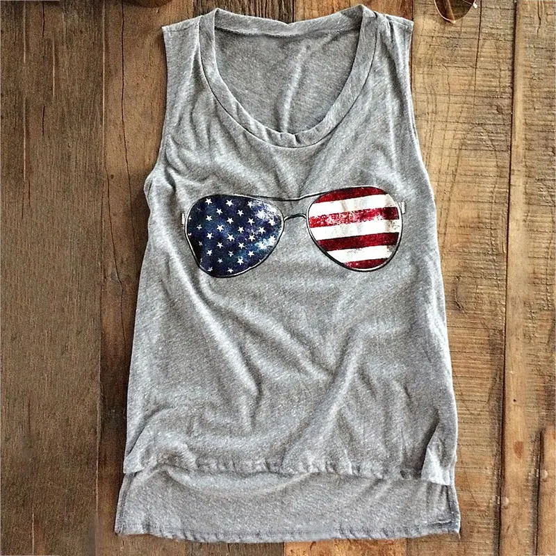 Women Tank Tops Summer Sleeveless American Flag Glasses Print Female O-Neck Tank Casual Ladies Tops
Women Tank Tops Summer Sleeveless American Flag Glasses Print Female O-Neck Tank Casual Ladies Tops