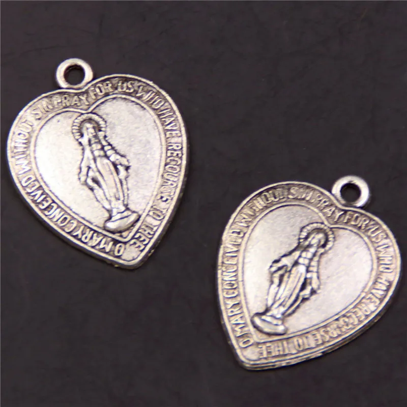 15pcs Heart Shaped Miraculous Medal charms Antique Silver Christian charms Mother Mary Virgin Mary charms Religious charms A489
15pcs Heart Shaped Miraculous Medal charms Antique Silver Christian charms Mother Mary Virgin Mary charms Religious charms A489