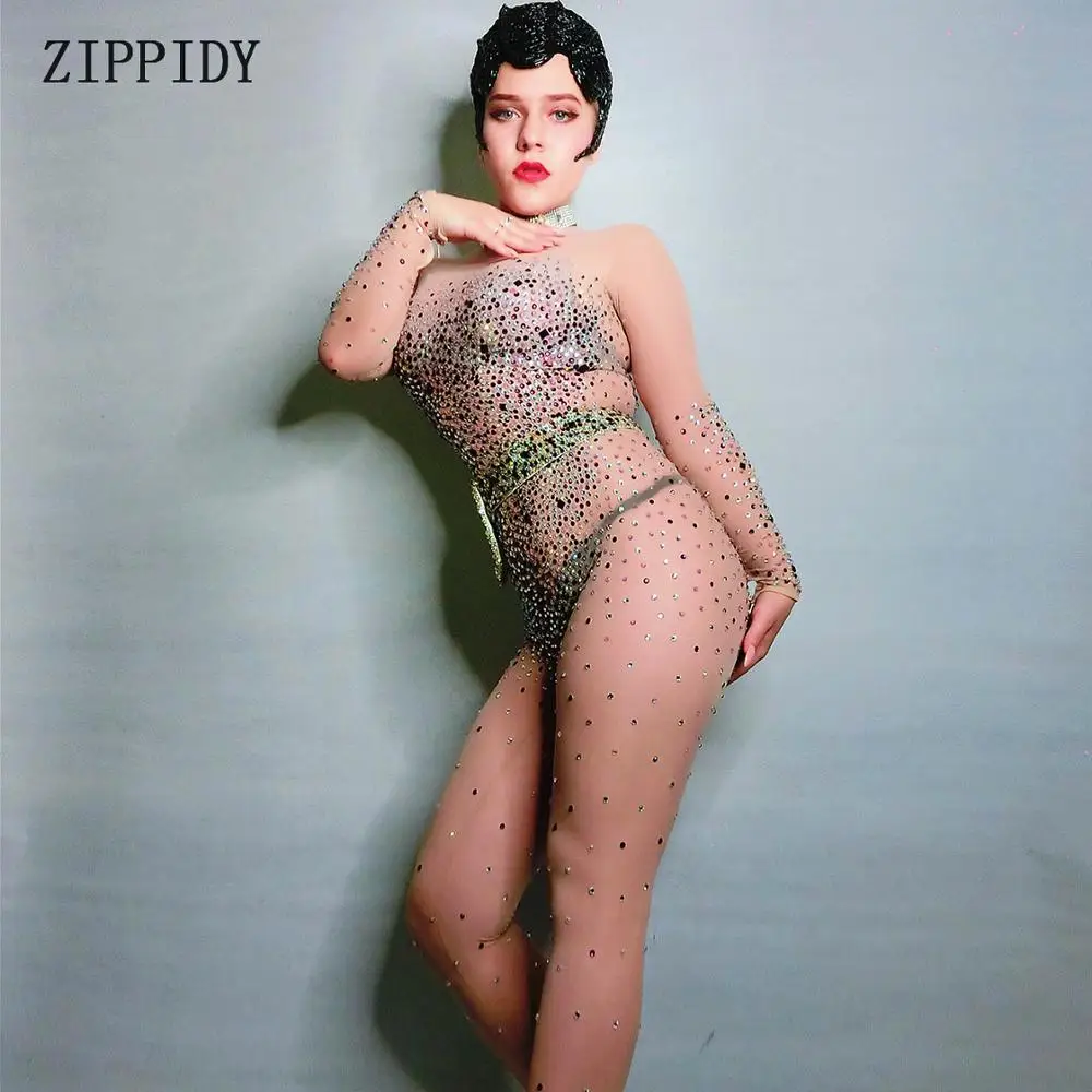 Fashion Mesh Transparent Rhinestones Jumpsuit Stretch Rompers Dance Wear Multicolor Stones Sexy See Through Costume
Fashion Mesh Transparent Rhinestones Jumpsuit Stretch Rompers Dance Wear Multicolor Stones Sexy See Through Costume