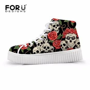 FORUDESIGNS Fashion Skull Brand Designer Women Flat Platform Shoes High Top Casual Shoes for Woman Lace-up Female Boots Shoes 
FORUDESIGNS Fashion Skull Brand Designer Women Flat Platform Shoes High Top Casual Shoes for Woman Lace-up Female Boots Shoes