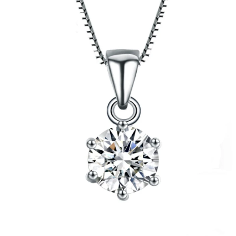 Solid 925 Silver Engagement Gift Jewelry Solitaire 1 Carat Diamant Hearts and Arrows CZ Pendant Necklace for Women
Solid 925 Silver Engagement Gift Jewelry Solitaire 1 Carat Diamant Hearts and Arrows CZ Pendant Necklace for Women
