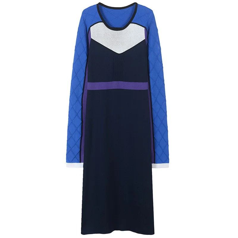 Women Dress Eleant Color Block Knitted Vestido Hollow Out Dress Lingge Robe Femme Runway Slim Long Sleeve Pullovers Office Lady
Women Dress Eleant Color Block Knitted Vestido Hollow Out Dress Lingge Robe Femme Runway Slim Long Sleeve Pullovers Office Lady