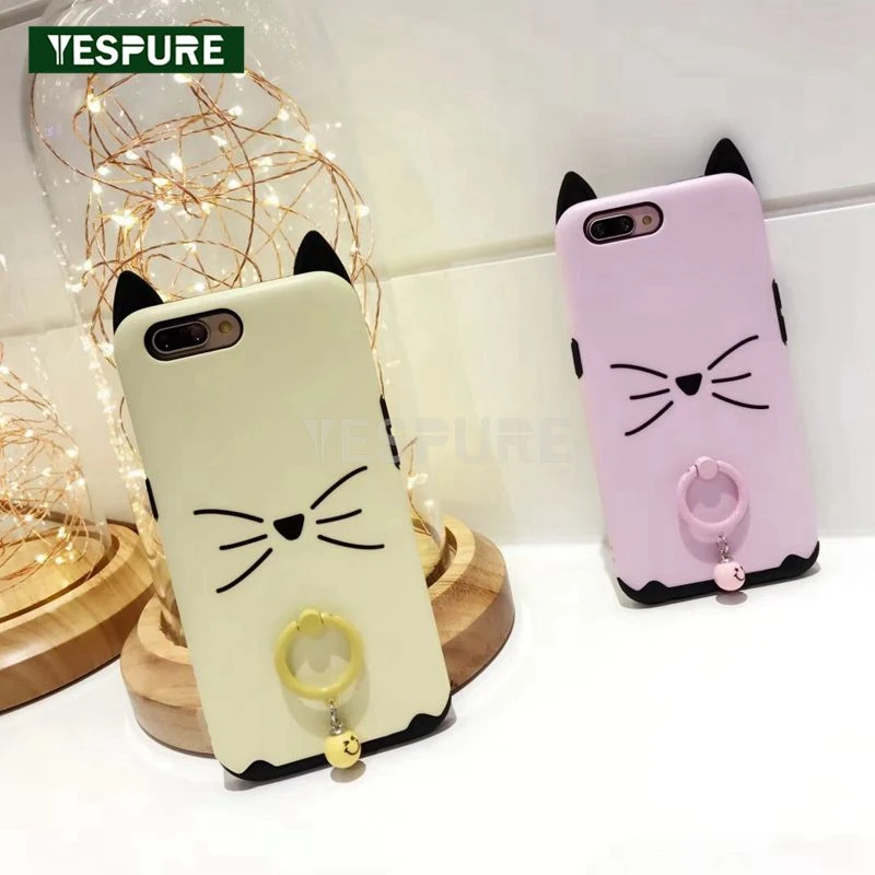 YESPURE 3D мультфильм Кот Ухо кольцо держатель Handphone чехол для Iphone 8 8plus 7 7plus 6 6s 6plus TPU PC