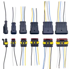 10 conjuntos 1 p 2 p 3 p 4 p 5 p 1.5 kit conector automático macho & fêmea conector elétrico à prova dwaterproof água com cabo conector de fio automático(China)