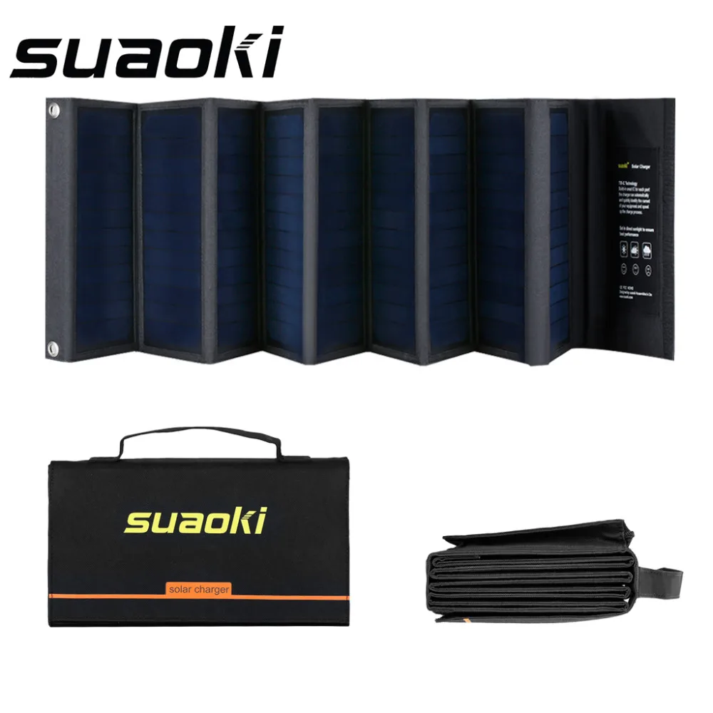 Suaoki 60W Solar Panels 18V / 5V Portable Folding Foldable Waterproof Panel Charger Dual Port high Efficiency for Phone | Электроника