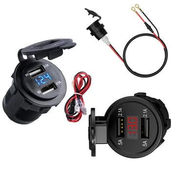 4.2A Dual USB IC Smart Charger Socket Waterproof Power Outlet with LED Voltmeter DC 12-24V car boat marine motorcycle ATV RV
4.2A Dual USB IC Smart Charger Socket Waterproof Power Outlet with LED Voltmeter DC 12-24V car boat marine motorcycle ATV RV