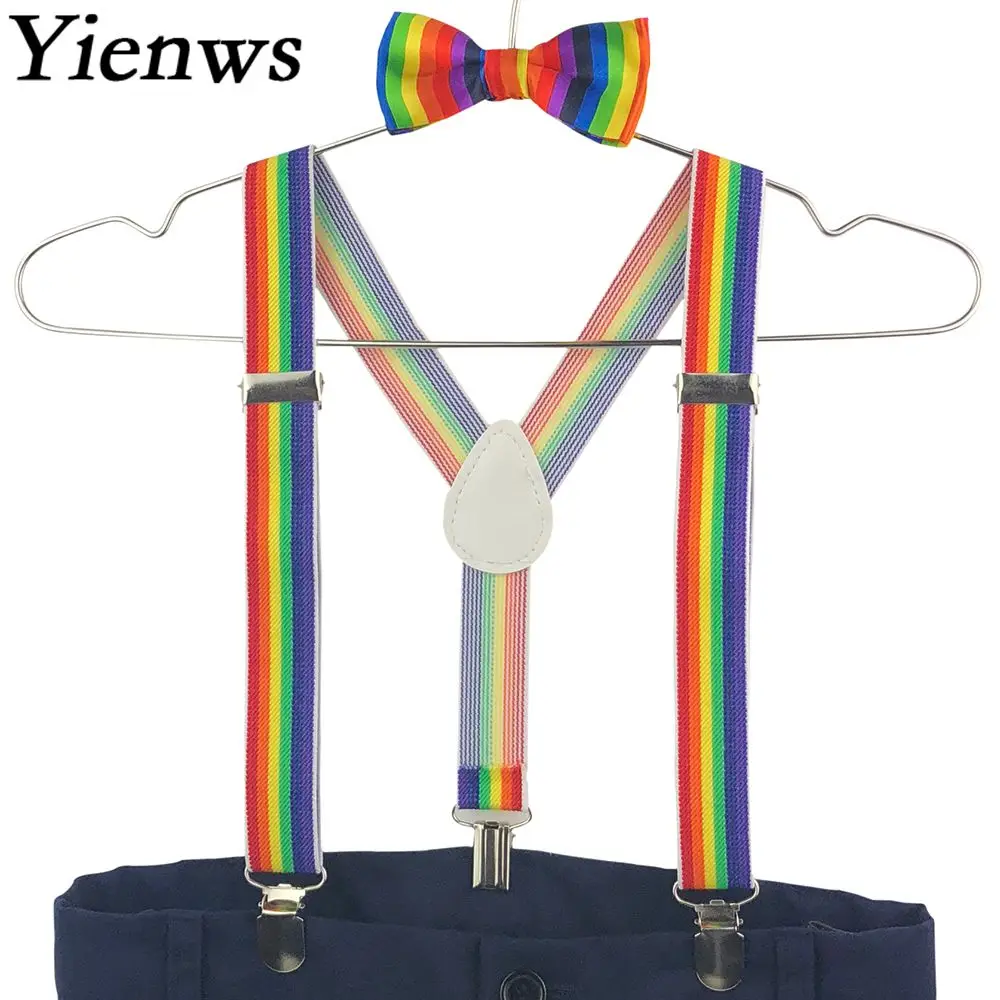 Yienws Bow Tie Suspenders for Boys 3 Clip Button Pants Braces Children Kids Rainbow Bowtie Suspenders 2.5cm Bretels YiA075
Yienws Bow Tie Suspenders for Boys 3 Clip Button Pants Braces Children Kids Rainbow Bowtie Suspenders 2.5cm Bretels YiA075