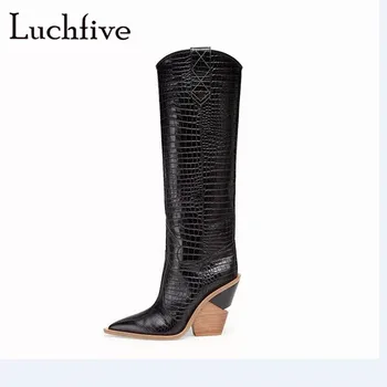 Hot style textured knee high boots for women high wedges slip on long boots black beige pointy toe winter shoes woman
Hot style textured knee high boots for women high wedges slip on long boots black beige pointy toe winter shoes woman