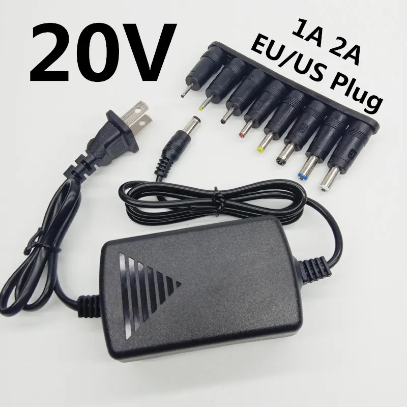 

AC DC adapter 110 220V to 20V 1A 2A power adapter 5.5*2.5mm Jack 20 Volt power supply adaptor with 8pcs DC conversion head