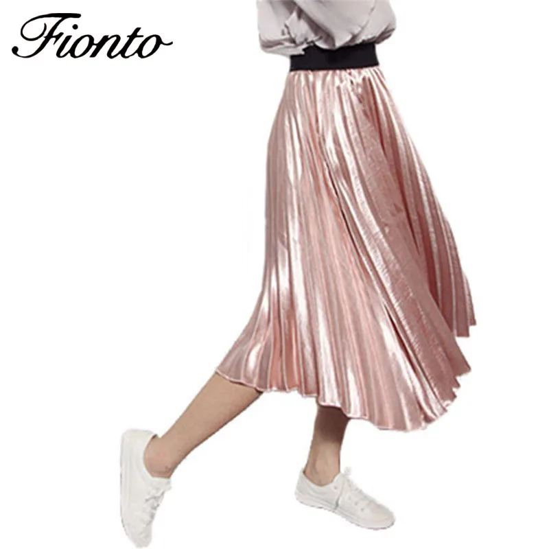 FIONTO Women Skirts New Fashion Women High Waist Pleated Solid Metallic Color Knee-Length Skirt Irregular Skirts F2002
FIONTO Women Skirts New Fashion Women High Waist Pleated Solid Metallic Color Knee-Length Skirt Irregular Skirts F2002