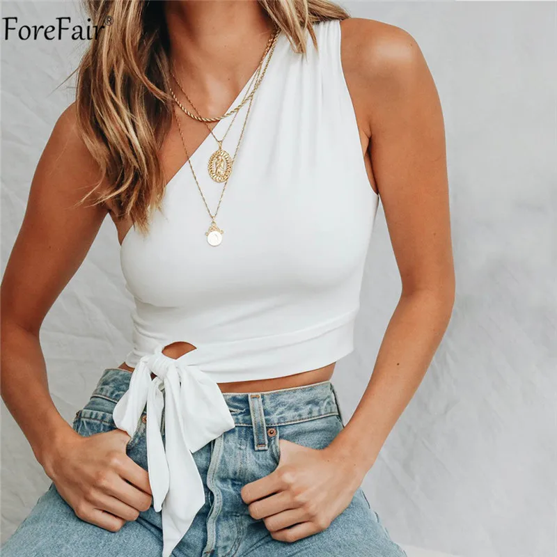 ForeFair One Shoulder Crop Top Women Backless Casual Tops Summer White Black Tank Top Streetwear Ladies Sleeveless 2019 Lace Up
ForeFair One Shoulder Crop Top Women Backless Casual Tops Summer White Black Tank Top Streetwear Ladies Sleeveless 2019 Lace Up