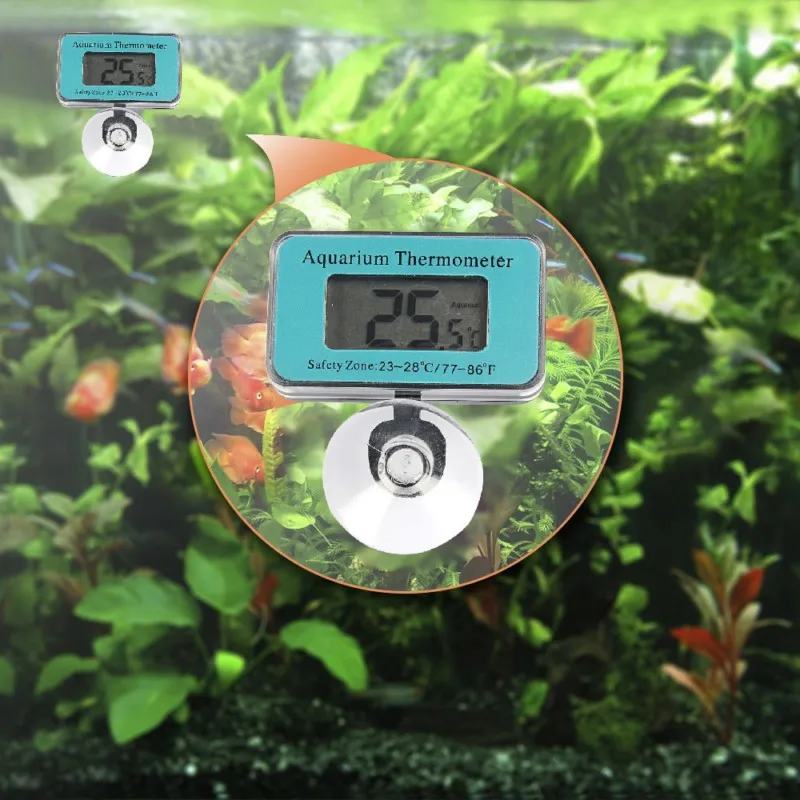 LCD Digital Fish Tank Aquarium Thermometer Submersible Water Temperature Meter -50C~70C High Low Temperature Alarm0