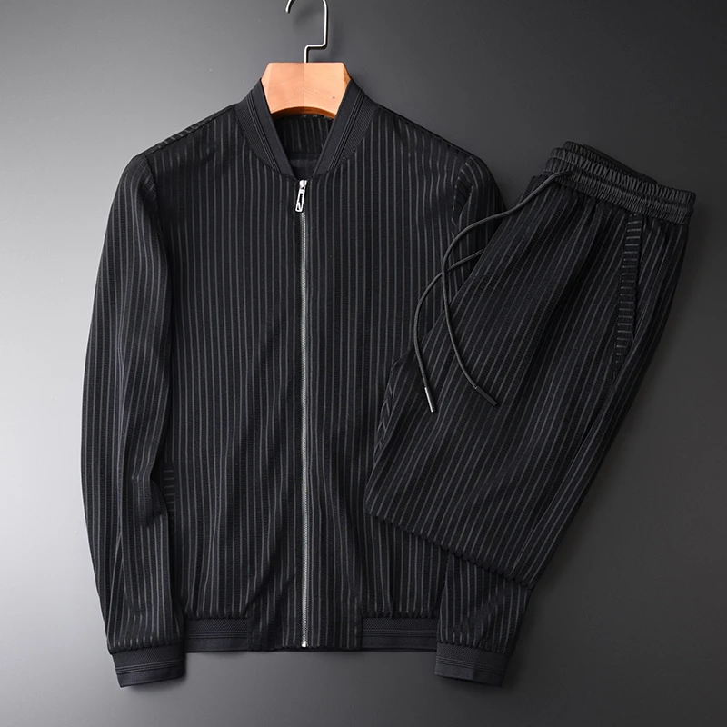 Minglu Male Jacket Luxury Soft And Thin Striped Stand Collar Man Jackets Hight Quality Slim Fit 2pcs Mens Jackets And Coats Set
Minglu Male Jacket Luxury Soft And Thin Striped Stand Collar Man Jackets Hight Quality Slim Fit 2pcs Mens Jackets And Coats Set