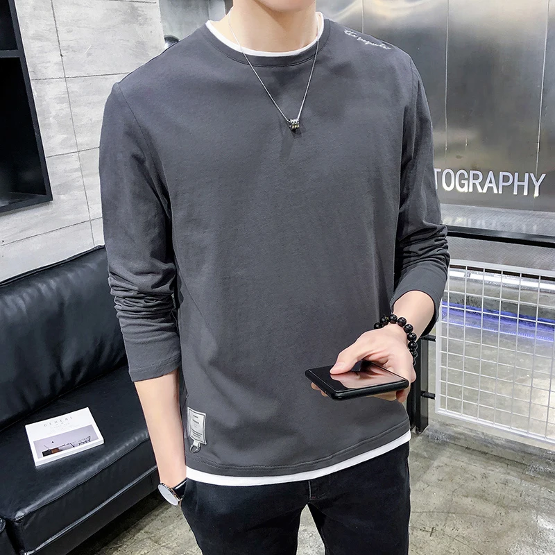 Men's long-sleeved t-shirt cotton 2019 spring and autumn Slim round neck solid color tops Japan Style Green Dark Grey
Men's long-sleeved t-shirt cotton 2019 spring and autumn Slim round neck solid color tops Japan Style Green Dark Grey