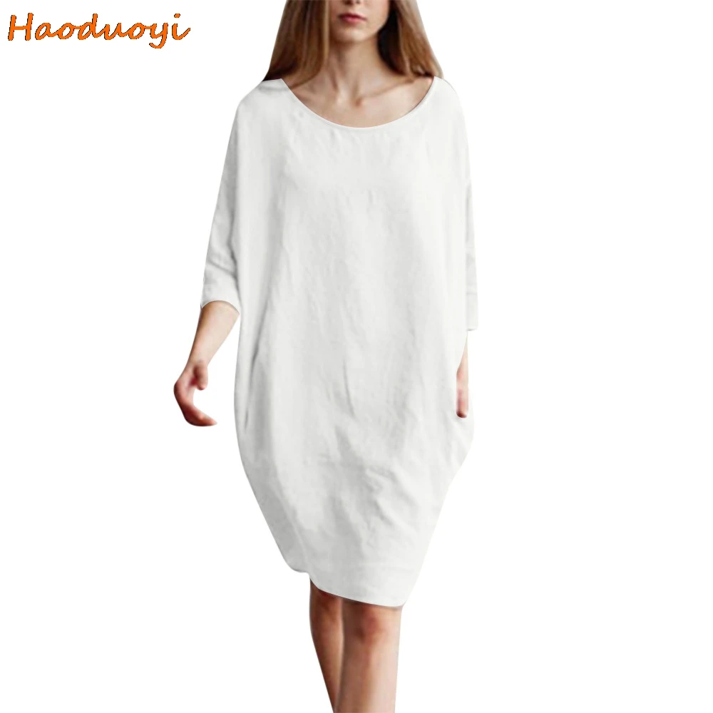 Haoduoyi Women Casual Patchwork 1/2 Sleeved Cotton Linen Oversize Loose Pockets Tunic Dress Women Dresses Summer 2019 New
Haoduoyi Women Casual Patchwork 1/2 Sleeved Cotton Linen Oversize Loose Pockets Tunic Dress Women Dresses Summer 2019 New