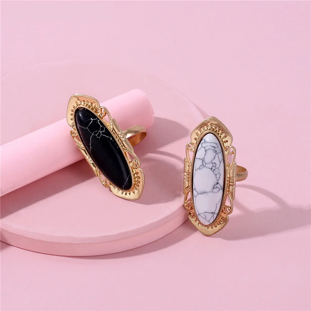 Worn Gold Plating Black White Marquoise Marble Stone Women Ring Fashion Brincos Pendientes Jewelry for Women
Worn Gold Plating Black White Marquoise Marble Stone Women Ring Fashion Brincos Pendientes Jewelry for Women