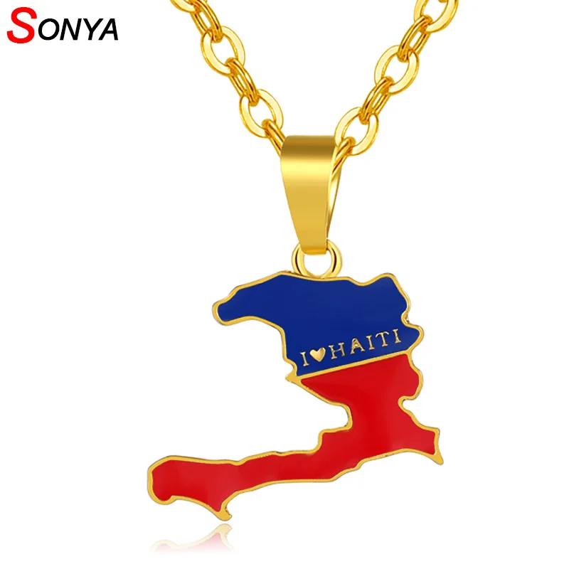 SONYA I LOVE HAITI Map Flag Necklace Pendants For Women/Men Ayiti Gold Color Jewelry Maps Of Haiti Bijoux Femme
SONYA I LOVE HAITI Map Flag Necklace Pendants For Women/Men Ayiti Gold Color Jewelry Maps Of Haiti Bijoux Femme