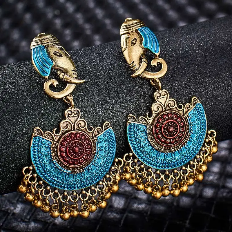 SHUANGR Vintage Ethnic Jewelry Indian Jhumka Small Bell Tassel Earrings Antique Ethnic Multi Color Drop Earrings Brincos
SHUANGR Vintage Ethnic Jewelry Indian Jhumka Small Bell Tassel Earrings Antique Ethnic Multi Color Drop Earrings Brincos