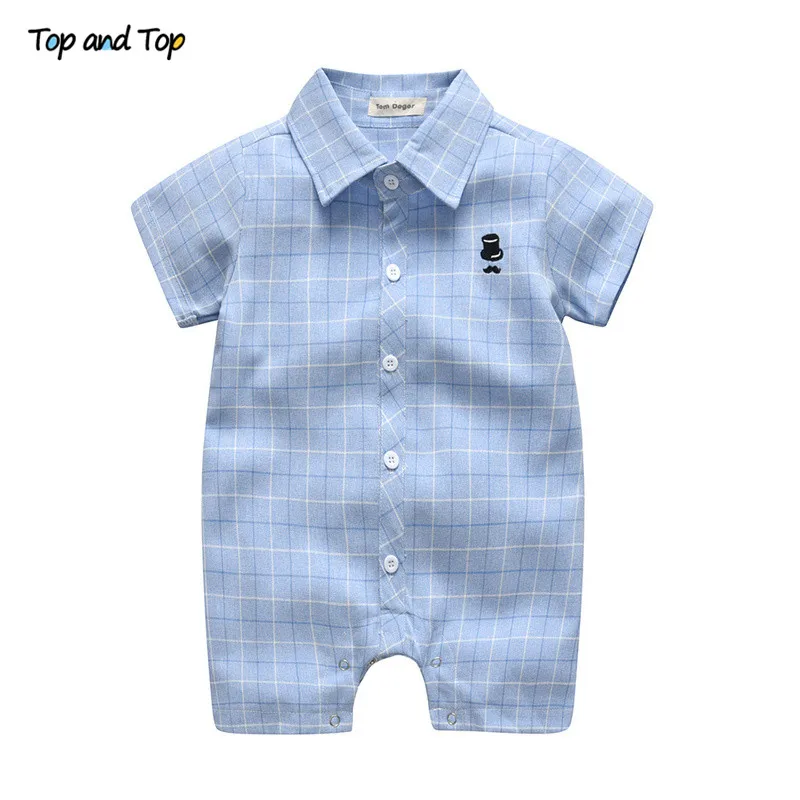 Top and Top Summer Short Sleeve Baby Rompers Gentleman Plaid Jumpsuit For Toddler Infant Casual Baby Boy Clothes 0-24 Months
Top and Top Summer Short Sleeve Baby Rompers Gentleman Plaid Jumpsuit For Toddler Infant Casual Baby Boy Clothes 0-24 Months