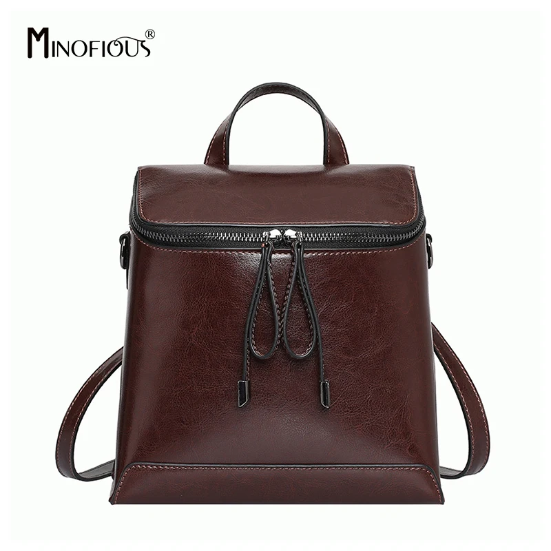 MINOFIOUS Genuine Leather Women Backpack Oil Wax Leather School Bag Female Real Leather Solid Backpacks Fashion Casual Bag Pack
MINOFIOUS Genuine Leather Women Backpack Oil Wax Leather School Bag Female Real Leather Solid Backpacks Fashion Casual Bag Pack