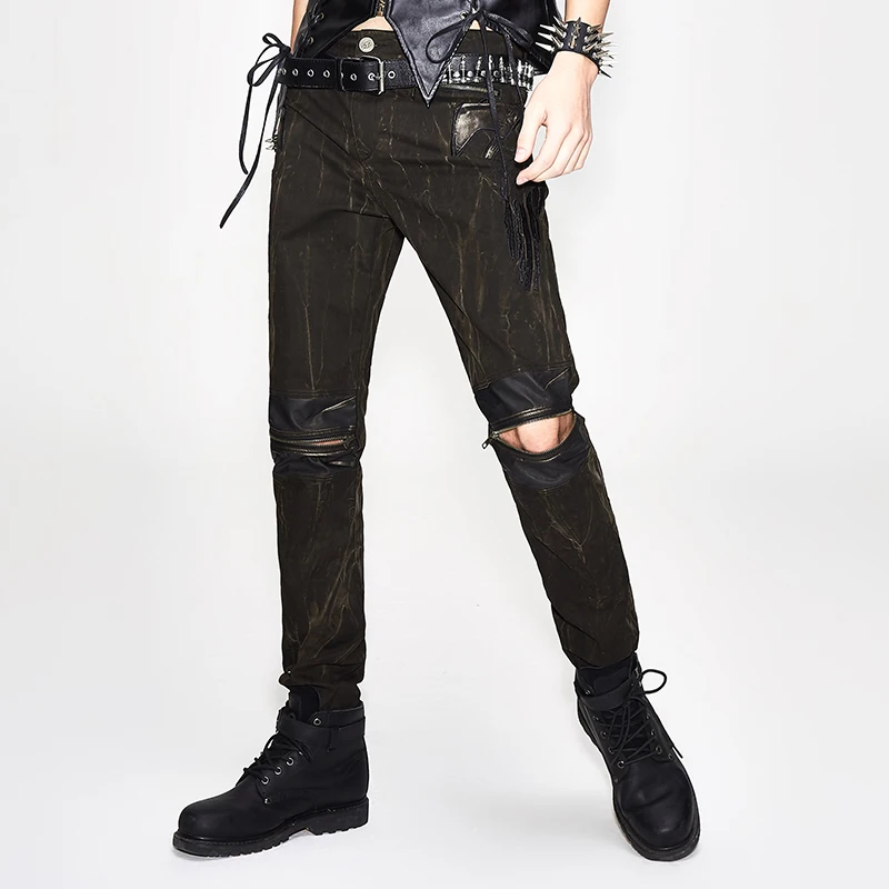 Steampunk Men Long Jean Pants Gothic High Waist Mens Pants Black Brown Tights Slim Trousers with Zippers Streetwear For Male New
Steampunk Men Long Jean Pants Gothic High Waist Mens Pants Black Brown Tights Slim Trousers with Zippers Streetwear For Male New