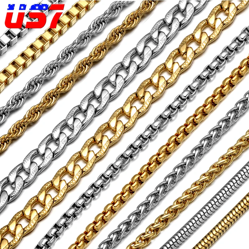 US7 Titanium Stainless Steel 60cm Long 3mm Gold Color Necklace Snake Box Hanging Curb Flat Twist Chain for Men Jewelry Chain
US7 Titanium Stainless Steel 60cm Long 3mm Gold Color Necklace Snake Box Hanging Curb Flat Twist Chain for Men Jewelry Chain