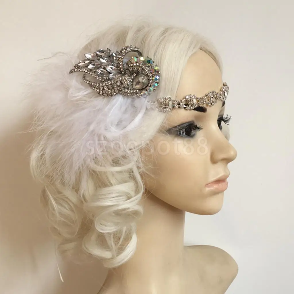 White Feather Flapper Headband 1920s Headpiece Diamante Crystal Chain Wedding Bridla Party Fancy Dress Women Hair Accessory
White Feather Flapper Headband 1920s Headpiece Diamante Crystal Chain Wedding Bridla Party Fancy Dress Women Hair Accessory