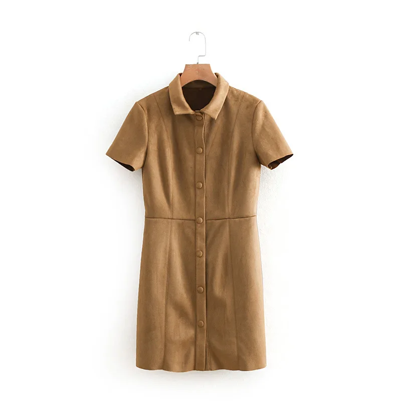 QZ870 New Arrival Black Red And Khaki Color Short Sleeve Turn Down Collar Slim Waist Suede Dress Women Elegant Vestidos
QZ870 New Arrival Black Red And Khaki Color Short Sleeve Turn Down Collar Slim Waist Suede Dress Women Elegant Vestidos