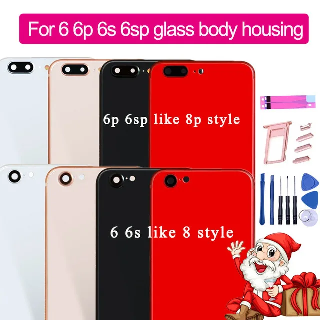 Glass Body Housing for iPhone 6 6s like 8 or 6 Plus like 8 Plus Chassis Back Housing Battery Cover+LOGO&Buttons&Sim Tray+Sticker
Glass Body Housing for iPhone 6 6s like 8 or 6 Plus like 8 Plus Chassis Back Housing Battery Cover+LOGO&Buttons&Sim Tray+Sticker