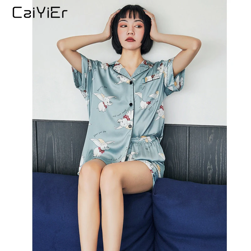 Caiyier Silk Pajama Sets Cute Elephant Print Short Sleeve Sleepwear Summer 2019 Women Korean Pyjama Causal Homewear M-3XL
Caiyier Silk Pajama Sets Cute Elephant Print Short Sleeve Sleepwear Summer 2019 Women Korean Pyjama Causal Homewear M-3XL