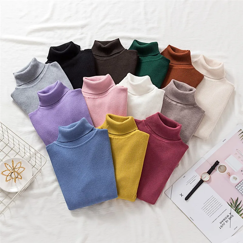 12 colors New Autumn Winter Women ladies Ribbed turtleneck Femme Slim Fashion Jumper Elasticity Pullovers Knitted stripe Jersey
12 colors New Autumn Winter Women ladies Ribbed turtleneck Femme Slim Fashion Jumper Elasticity Pullovers Knitted stripe Jersey