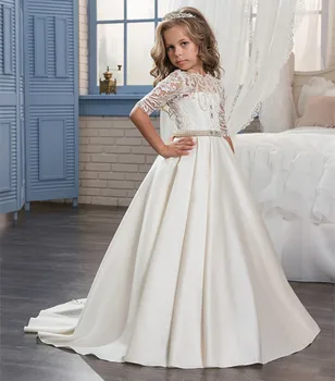 New Ivory White Flower Girl Dresses O-neck Lace Pearls Ball Gown Solid Formal First Communion Gowns Custom Made Vestido Longo
New Ivory White Flower Girl Dresses O-neck Lace Pearls Ball Gown Solid Formal First Communion Gowns Custom Made Vestido Longo