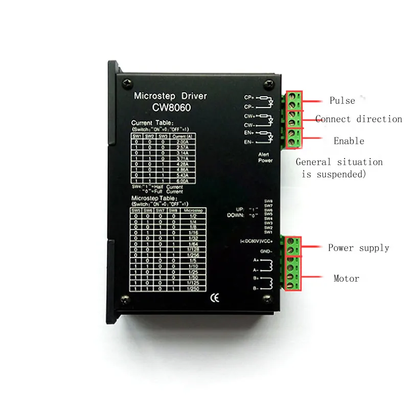Stepper drive CW8060 replaces M860 DC 80V6A engraving machine commonly used, the maximum 256 subdivision 
Stepper drive CW8060 replaces M860 DC 80V6A engraving machine commonly used, the maximum 256 subdivision