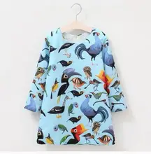 Vestido para niños R & Z 2019 primavera y otoño nuevo vestido estampado de manga larga para niñas(China)