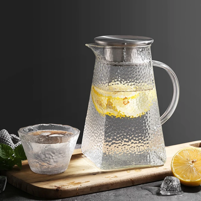 

1000ml/1200ml/1500ML Transparent Glass Water Jug Heat Resistant Carafe Juice Tea Pot Kettle Pitcher With Stainless Steel Filter