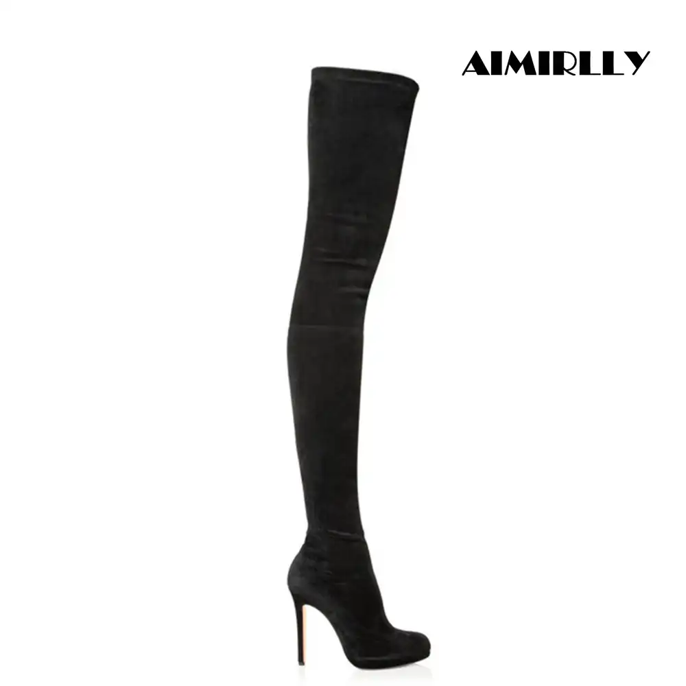 black round toe over the knee boots