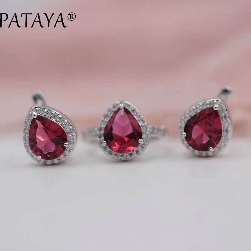 PATAYA Women Exquisite Jewelry Set True White Gold Wedding Party Jewelry AAA Rose Water Drop Natural Zircon Earrings Ring Sets
PATAYA Women Exquisite Jewelry Set True White Gold Wedding Party Jewelry AAA Rose Water Drop Natural Zircon Earrings Ring Sets