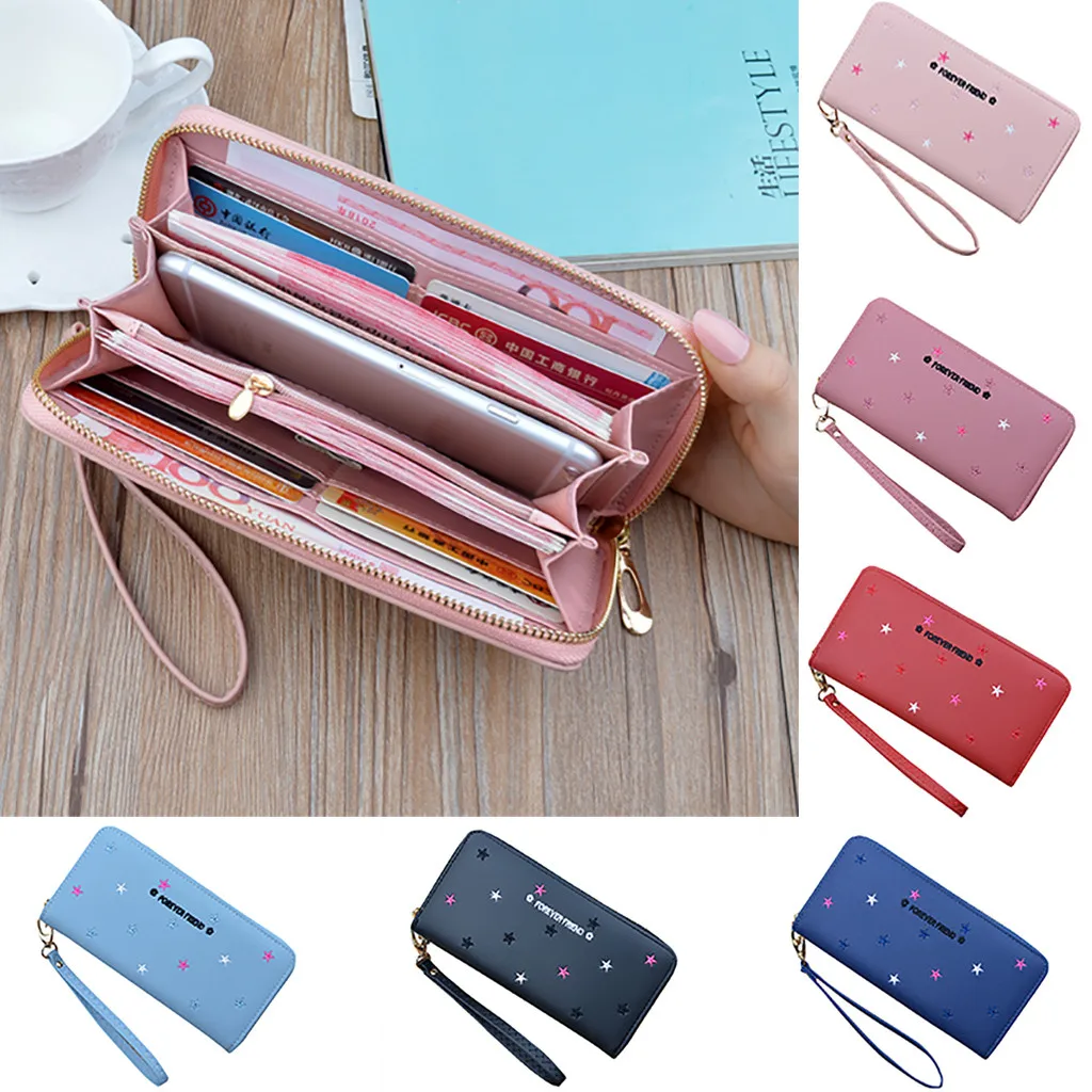 Leather Women Wallets Lady Purse Long Wallet Antimagnetic Handheld Women's Long Star Pattern Wallet Coin Purse With Zipper walle
Leather Women Wallets Lady Purse Long Wallet Antimagnetic Handheld Women's Long Star Pattern Wallet Coin Purse With Zipper walle