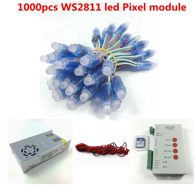1000pcs WS2811 led Pixel Module 12mm IP68 RGB diffused addressable for letter sign DC5V + T1000S Controller+5V 60A Power adapter
1000pcs WS2811 led Pixel Module 12mm IP68 RGB diffused addressable for letter sign DC5V + T1000S Controller+5V 60A Power adapter