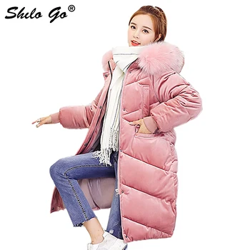 Korea Velvet Fur collar Hooded women parkas coat Winter plus size long coat oversize bakery cotton warm coat thicken outwear
Korea Velvet Fur collar Hooded women parkas coat Winter plus size long coat oversize bakery cotton warm coat thicken outwear