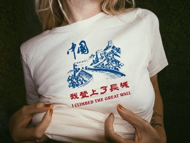 Fashion show-XSX I Climbed The Great Wall T Shirt Vintage 70s 80s 90s Graphic Tops Harajuku Summer Tumblr T Shirt Women Outfits
Fashion show-XSX I Climbed The Great Wall T Shirt Vintage 70s 80s 90s Graphic Tops Harajuku Summer Tumblr T Shirt Women Outfits