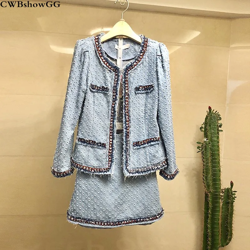 CWBshowGG New small fragrance Two-Piece Sets Patchwork Long Sleeve Denim jacket + high waist Short denim Skirt Two-Piece Sets
CWBshowGG New small fragrance Two-Piece Sets Patchwork Long Sleeve Denim jacket + high waist Short denim Skirt Two-Piece Sets