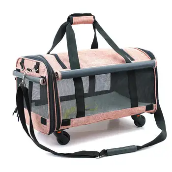 Breathable collapsible pet Cart portable pet bag out portable travel dog bag cat bag pet cage with universal wheel
Breathable collapsible pet Cart portable pet bag out portable travel dog bag cat bag pet cage with universal wheel