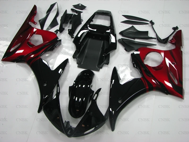 Обтекатель из АБС-пластика для YAMAHA YZFR6 2003-2005 2004 черный красный Пластиковые