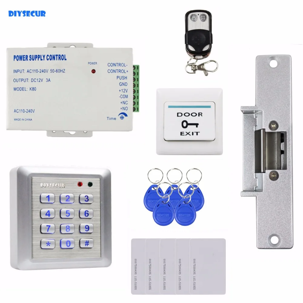 DIYSECUR Waterproof RFID Reader Access Control System Full Kit Set + Electric Strike Door Lock + Remote Controller
DIYSECUR Waterproof RFID Reader Access Control System Full Kit Set + Electric Strike Door Lock + Remote Controller