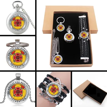 Vintage Los Angeles Fire Department Jewelry Gift Set Have Pocket Watch , Pendant Necklace , Key chain, Bracelet With Box
Vintage Los Angeles Fire Department Jewelry Gift Set Have Pocket Watch , Pendant Necklace , Key chain, Bracelet With Box