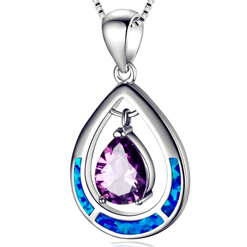 Blue Fire Opal Water Drop Pendant Necklace Silver Filled Boho Crystal Long Necklaces for Women Best Valentine's Day Gift Jewelry
Blue Fire Opal Water Drop Pendant Necklace Silver Filled Boho Crystal Long Necklaces for Women Best Valentine's Day Gift Jewelry