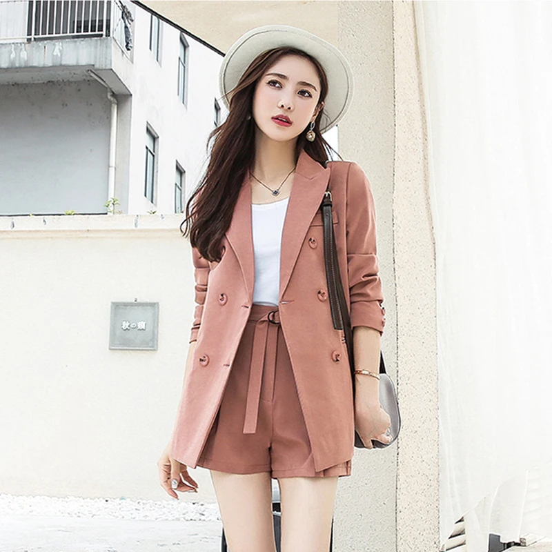 Casual 2 Pieces Set Fashion Short Suits Notched Collar Blazer Jacket & Sashes Women Shorts Pant Suits Wear to Work Suits 2018
Casual 2 Pieces Set Fashion Short Suits Notched Collar Blazer Jacket & Sashes Women Shorts Pant Suits Wear to Work Suits 2018