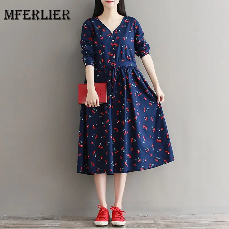 Mferlier Mori Girl Autumn Artsy Retro Dress V Neck Long Sleeve High Waist Pleated Drawstring Cherry Print Dress
Mferlier Mori Girl Autumn Artsy Retro Dress V Neck Long Sleeve High Waist Pleated Drawstring Cherry Print Dress