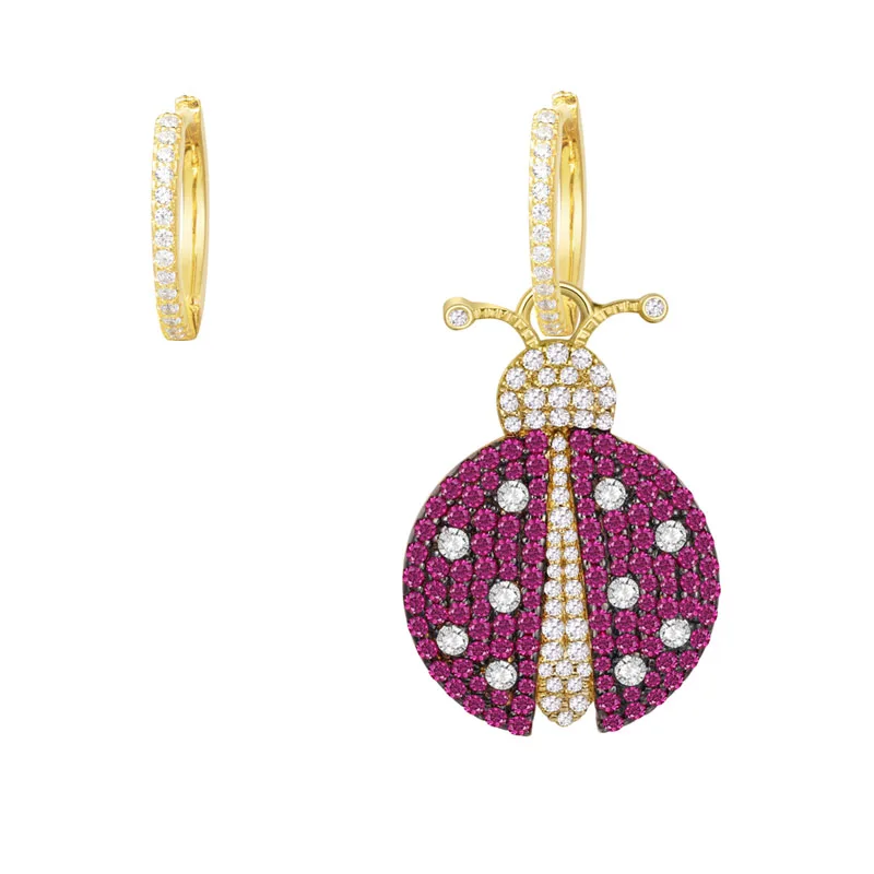 SLJELY 925 Sterling Silver Asymmetric Yellow Gold Color Ladybug Earrings Pink Red Zircon CZ Women Monaco ARC EN CIEL Jewelry
SLJELY 925 Sterling Silver Asymmetric Yellow Gold Color Ladybug Earrings Pink Red Zircon CZ Women Monaco ARC EN CIEL Jewelry